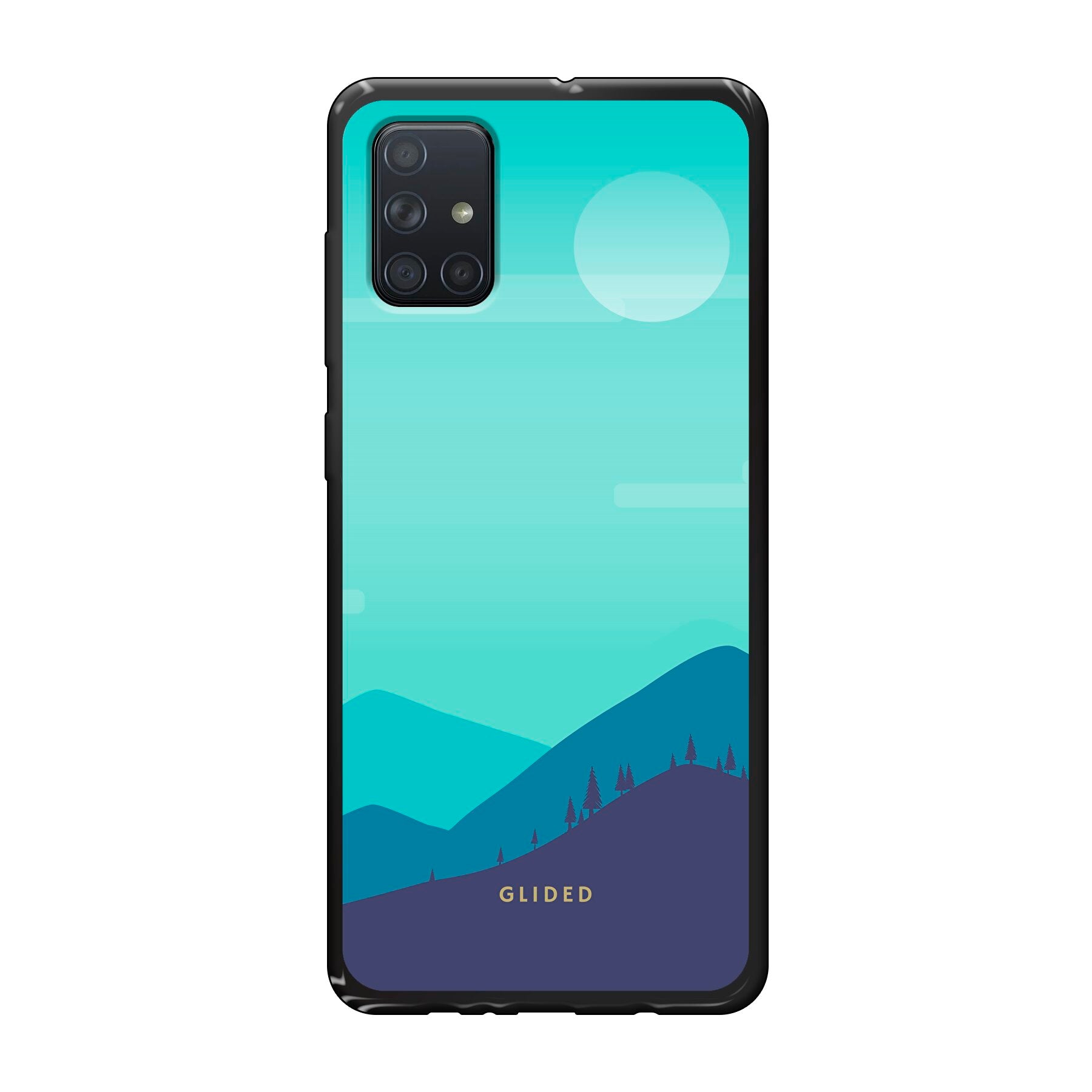 Samsung Galaxy A71 Handyhülle im Alpine Design mit Bergmotiven, bietet Schutz und Stil.